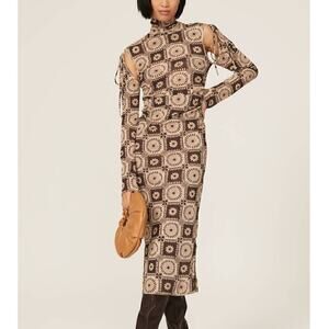 Nanushka Aleid Dress Midi Brown Size XS